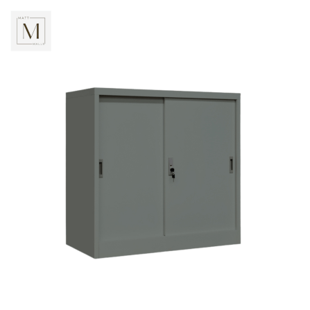 ตู้เอกสารเหล็กบานเลื่อน MATTMALLS รุ่น M-FC-M1 สีเทา ทึบเตี้ย 85 ซม._3